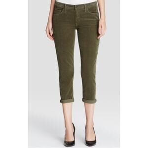 Mother The Dropout Crop Slouchy Skinny Corduroy Jeans Olive Green Womens Size 26